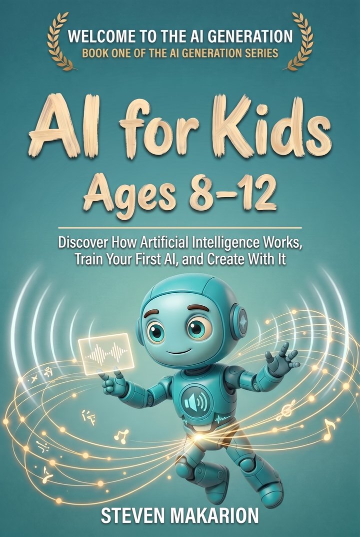AI for Kids, Ages 8 to 12, by Steven Makarion, book cover